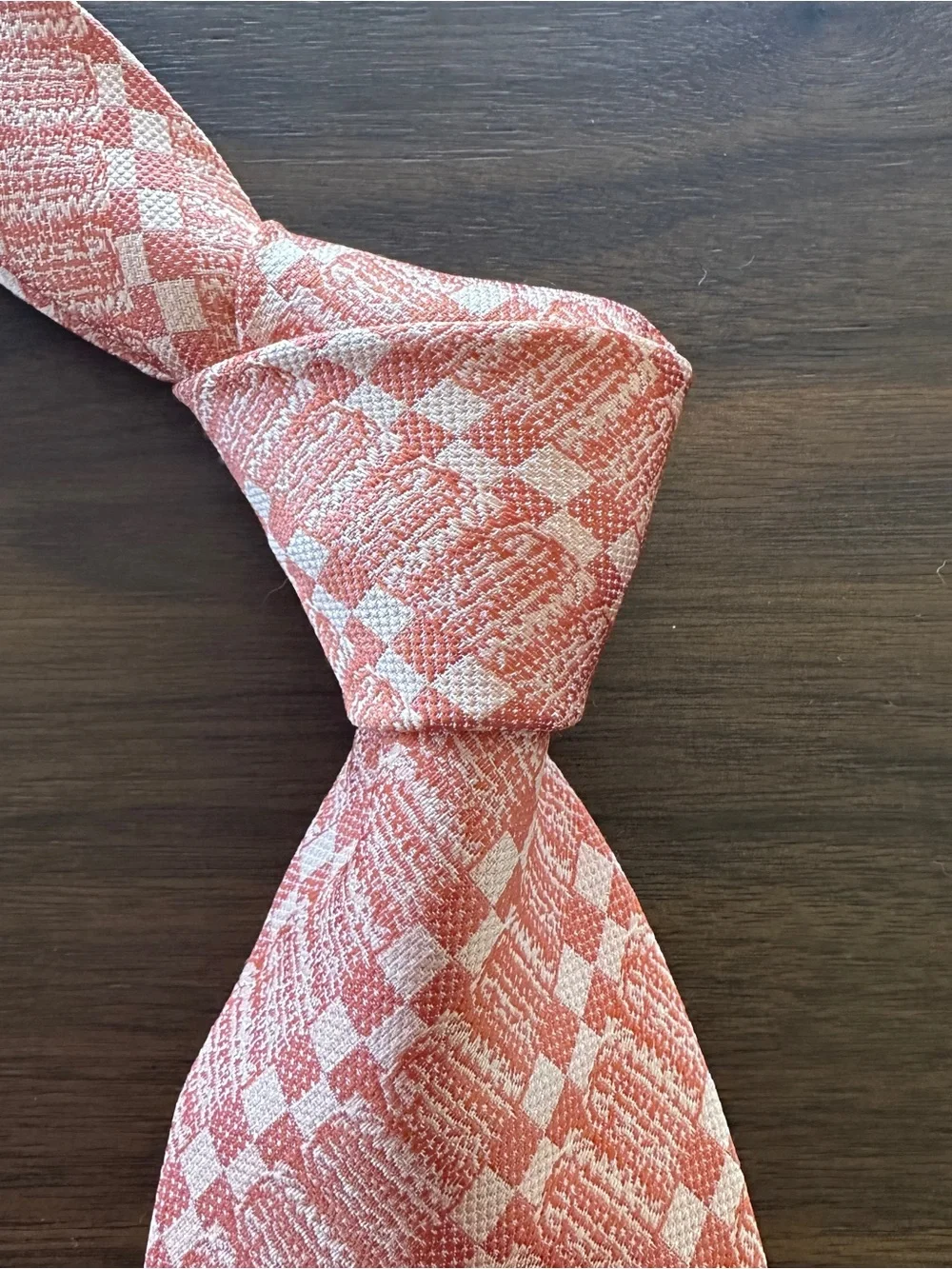 Ermenegildo Zegna Peach and Cream Geometric Silk Tie
